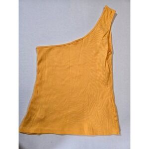 Anthropologie Shoulder Tank Top‎ Ribbed Sleeveless Mustard Yellow L